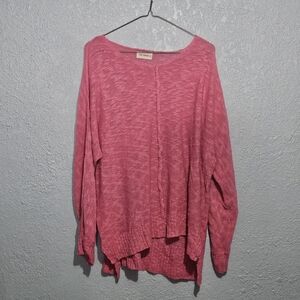 The Nines Sz L Womens Pink Knit Long Sweater Like New Sheer Style No Tears/Rips